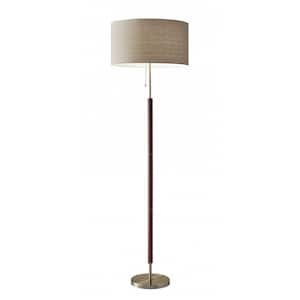 65.5 in. Brown 1 Light 1-Way (On/Off) Standard Floor Lamp for Liviing Room with Cotton Round Shade