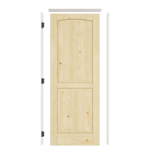 ARK DESIGN 32 in. x 80 in. 2-Panel Right Solid Core Unfinished Pine Wood Single Interior Door with Quick Assemble Jamb