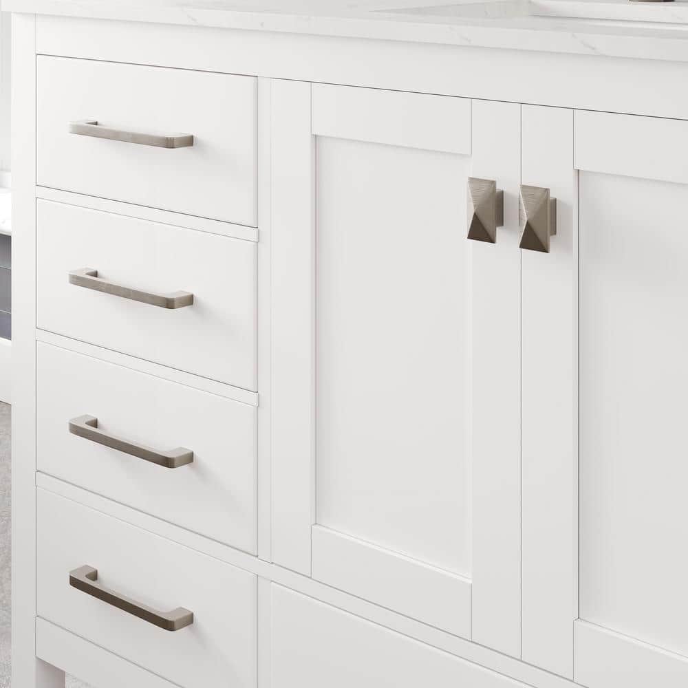 Aberdeen 60" White Birch Marble Single Sink Vanity with Porcelain Basin