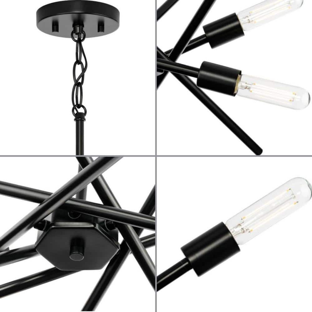 Astra Matte Black Steel 6-Light Sputnik Chandelier