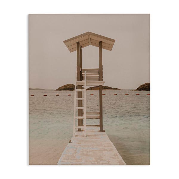 Stupell Industries Beach Lifeguard Lookout by LSR Design Studio Unframed Coastal Graphic Art Print 30 in. x 24 in.