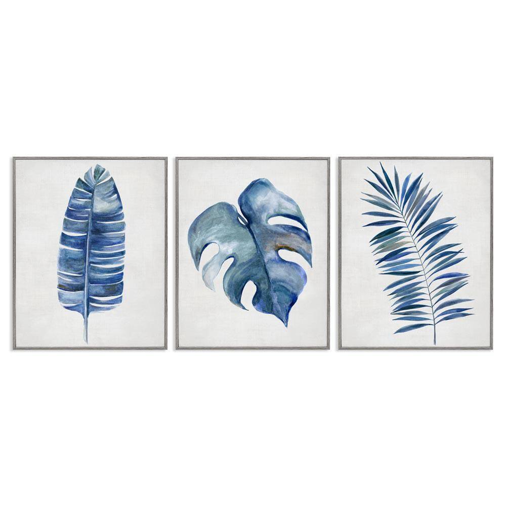 Vintage Tropical Leaves by Hannah Dawson 3 Pieces Gray Framed Nature Giclee Art Print 14 in. x 11 in. price history on PriceWatchPro
