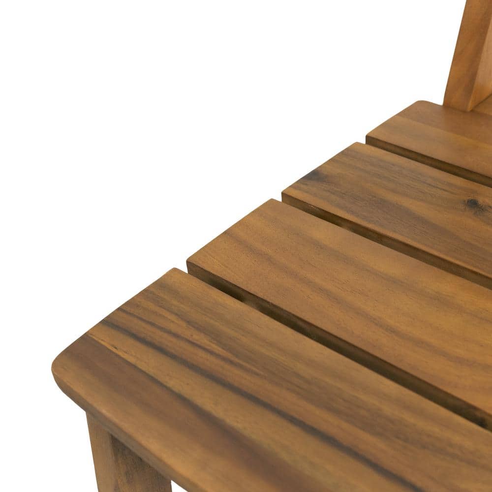 Rustic Teak Finish Outdoor Bar Stool with Splayed H-Frame Legs