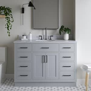 Hepburn 49 in. W x 22 in. D x 35.25 in. H Bath Vanity in Grey with Carrara Marble Vanity Top in White with White Basin