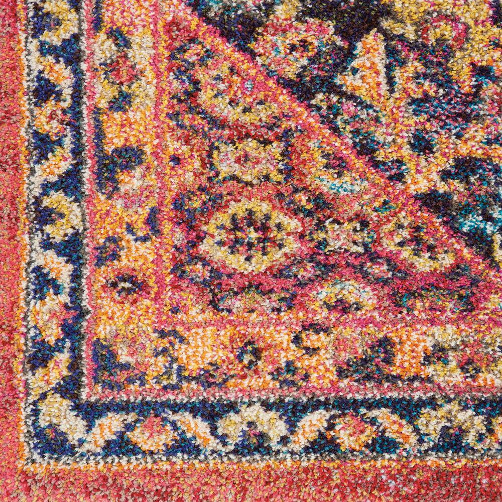 Nourison Pink and Flame Medallion 5'3" x 7'3" Synthetic Area Rug