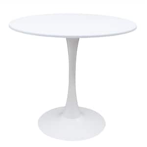 31.5 in. Modern White Round Wood Top Dining Table