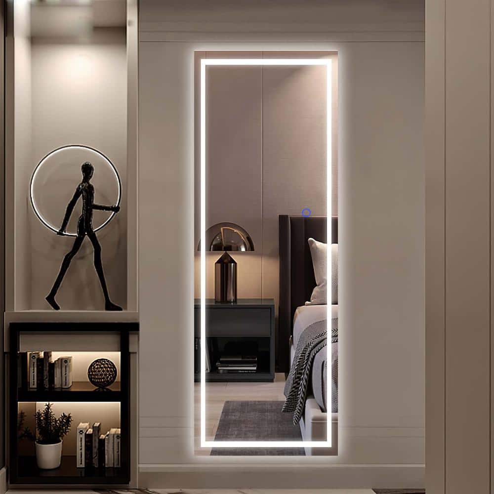 Clear 16 in. W x 63 in. H LED Full Length Mirror Aluminum Alloy Frameless F