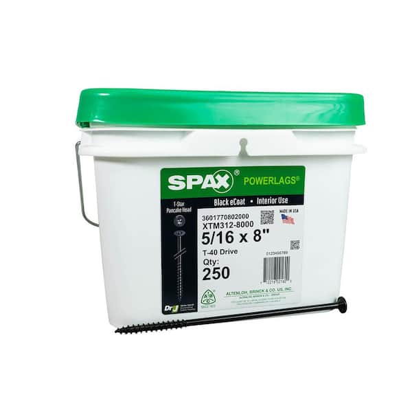 5/16 in. x 8 in. Interior Pancake Head Structural Wood Lag Screws Powerlags Torx T-Star(250 Each) Bulk Pail Bit Included