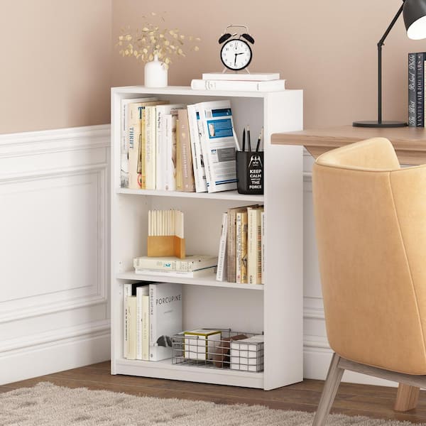 White Wood 3 Shelf Standard Bookcase, Building A Bookcase With Adjustable Shelves