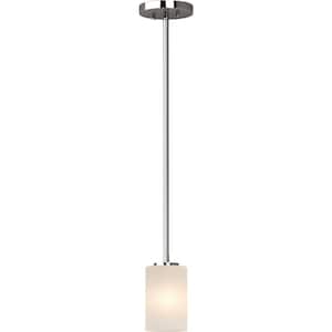 Sharyn 1-Light Chrome Indoor Mini Pendant with Frosted Glass Cylinder Shade