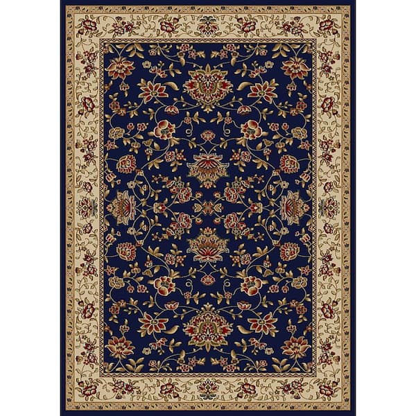 Como Navy 8 ft. x 11 ft. Traditional Oriental Floral Area Rug
