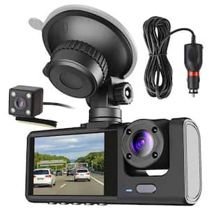 3-Channel Car DVR Dash Cam Video Recorder with 1080P Front Inside Rear Camera G-Sensor Night Vision Parking Monitor