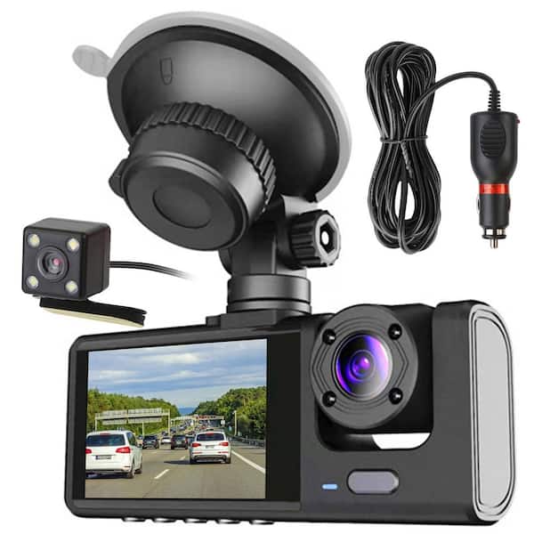 Etokfoks 3-Channel Car DVR Dash Cam Video Recorder with 1080P Front Inside  Rear Camera G-Sensor Night Vision Parking Monitor MLSA21OT007 - The Home  Depot