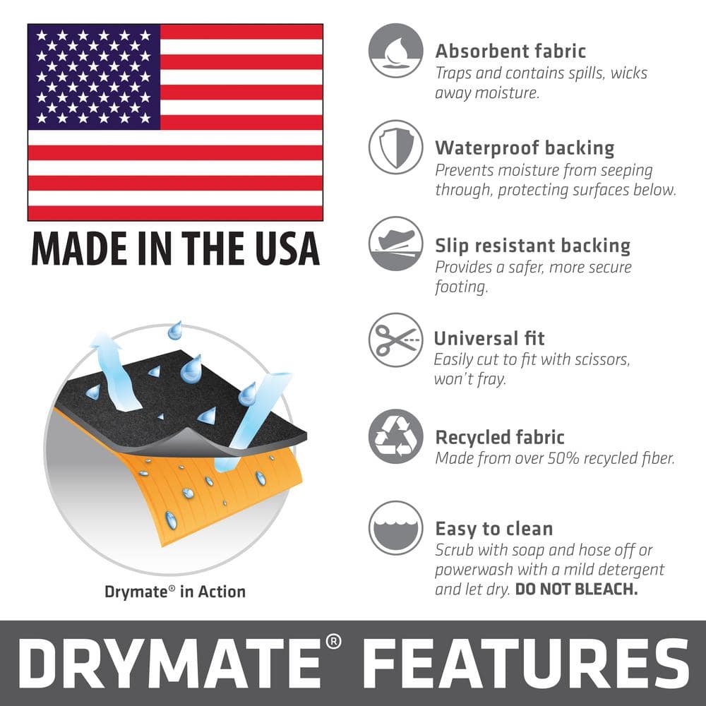 Charcoal 20' x 7'4" Waterproof Garage Floor Mat with Double Sided Tape