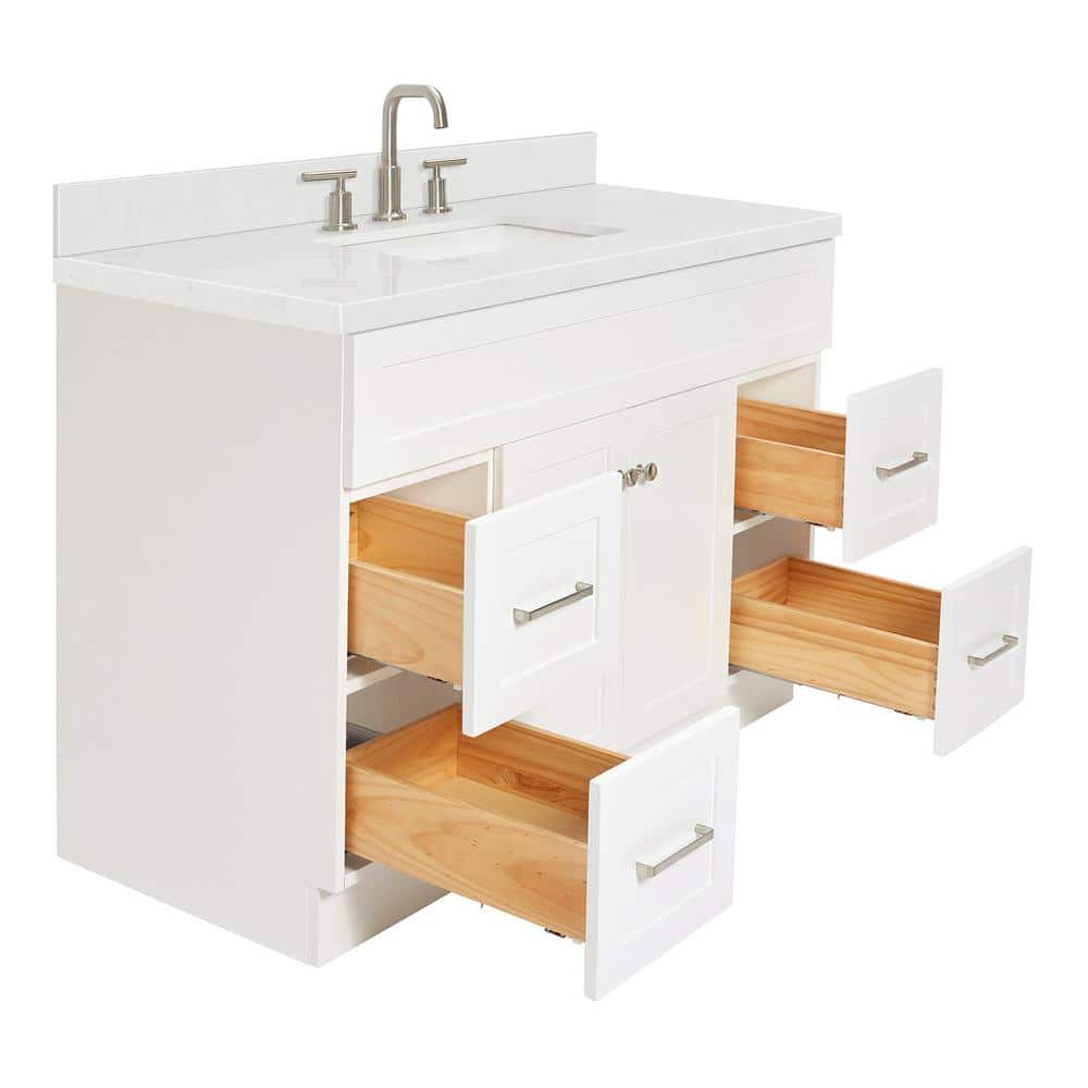 Hamlet 48" White Freestanding Single Basin Vanity with Quartz Top