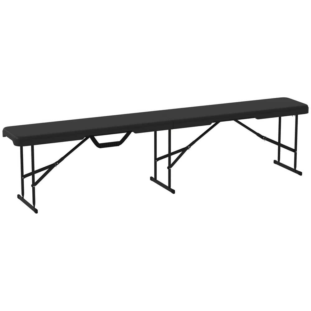 6 ft Outdoor Ottoman Plastic Folding Bench, Portable Bench Seat with Carryi