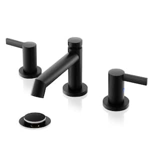 Matte Black 2 handle Bathroom Sink Faucet, Modern Bathroom Faucet Fit for Widespread 8 in. 3 Hole