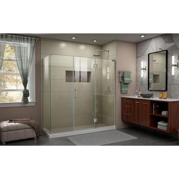 DreamLine Unidoor-X 66 in. to 66.5 in. x 72in. Frameless Hinged Shower Door in Brushed Nickel