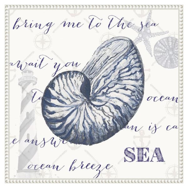 Amanti Art "Indigo Ocean Treasures II" by Gina Ritter 1-Piece Floater Frame Giclee Coastal Canvas Art Print 22 in. x 22 in.