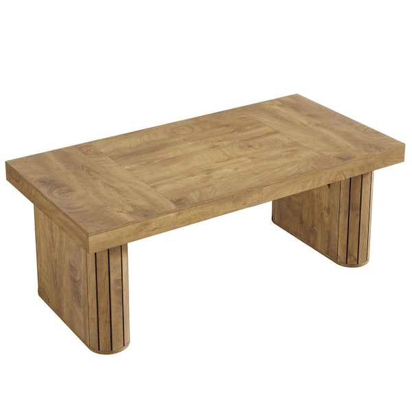 BYBLIGHT Capen 70.87 in. Rectangle Brown Wood Computer Desk Conference Table with Oval Pedestal