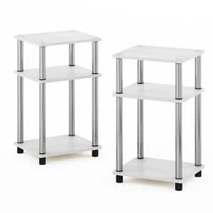 Just 3-Tier 13.4 in. White Oak/Chrome 22.8 in. Rectangular Wood End Table (2-Pack)
