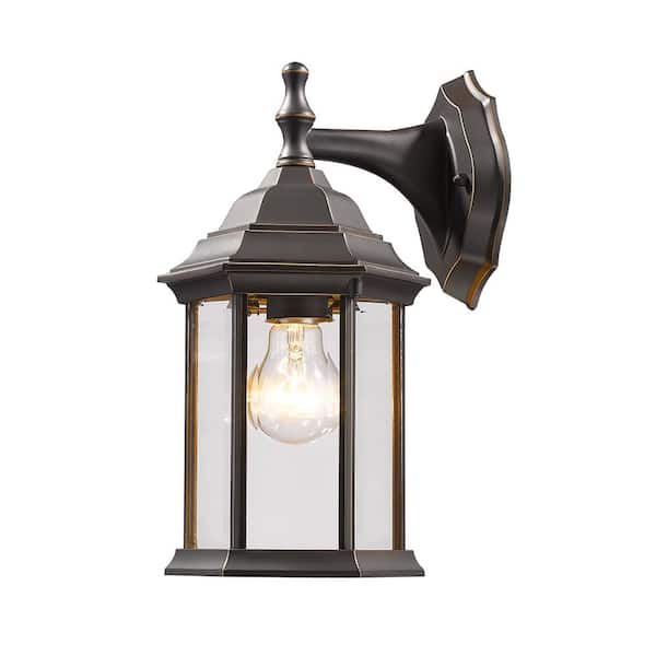 Unbranded Waterdown Oil Rubbed Bronze Outdoor Hardwired Lantern Wall Sconce with No Bulbs Included