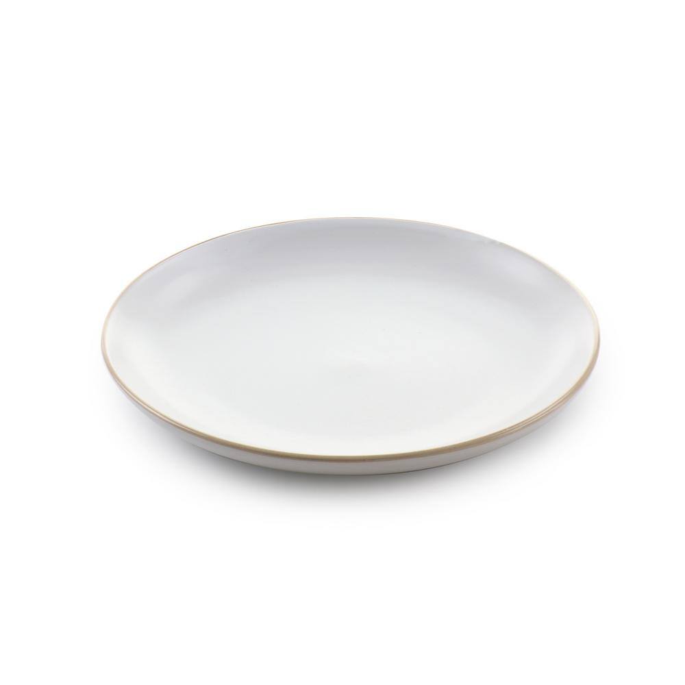 White Ceramic 12-Piece Dinnerware Set with Glossy Rim