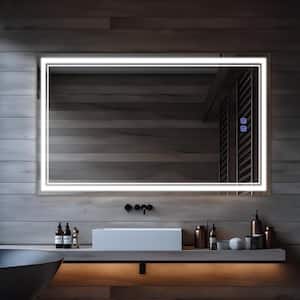 35 in. W x 59 in. H Rectangular LED Dimmable Anti-Fog Bathroom Vanity Mirror in Silver