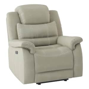Rosnay Gray Microfiber Power Recliner with Power Headrest and USB Port