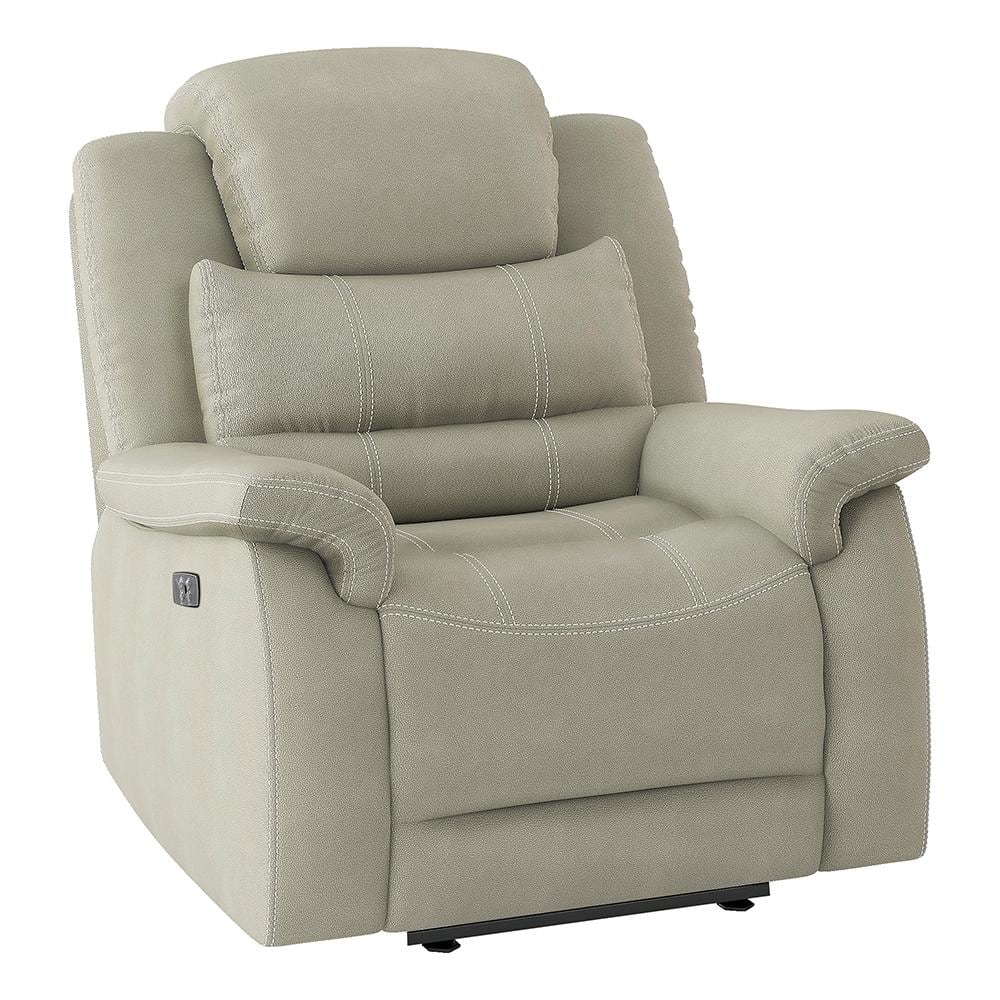 Rosnay Gray Microfiber Power Recliner With Power Headrest And USB Port ...