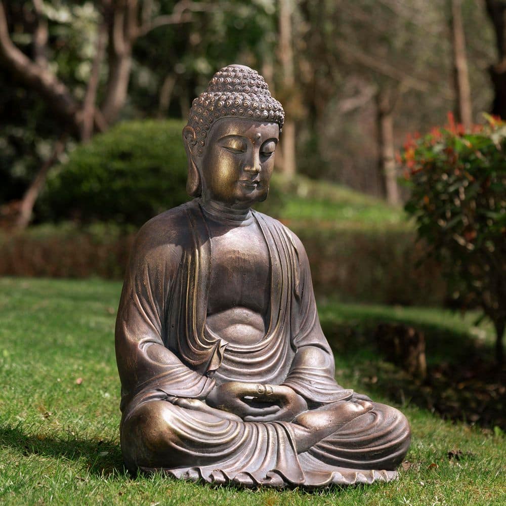 メディテイション Glitzhome 22.75 in. H MGO Meditating Buddha Garden Statue