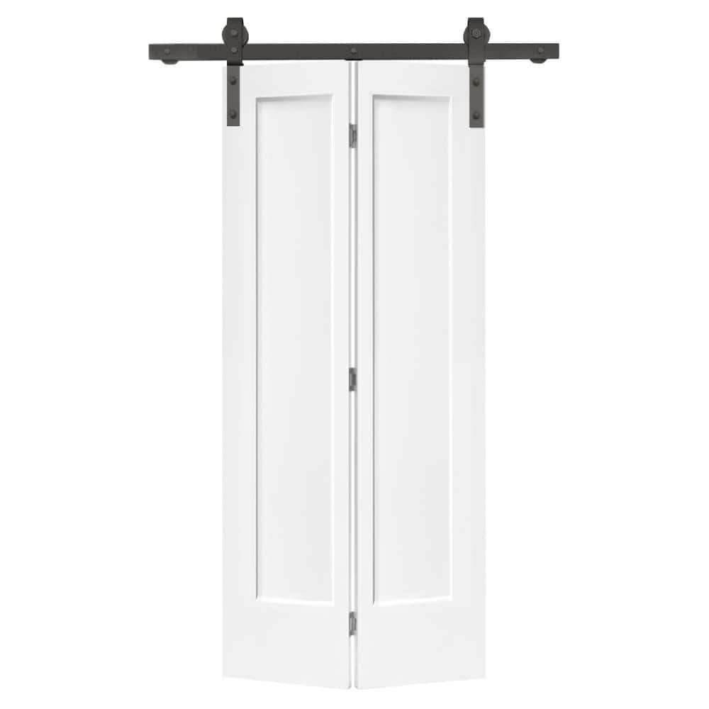 36 in. x 80 in. 1 Panel Shaker Primed MDF Composite Bi-Fold Barn Door with Sliding Hardware Kit price history on PriceWatchPro