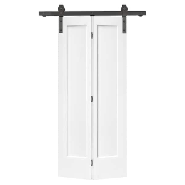 Sliding Closet Double Bi-fold Doors | Planum Painted White with Frosted  Glass | Moldings Trims Hardware Set