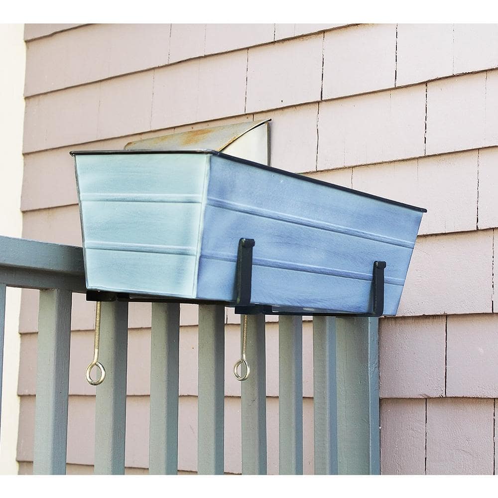 Medium Nantucket Blue Galvanized Steel Flower Box