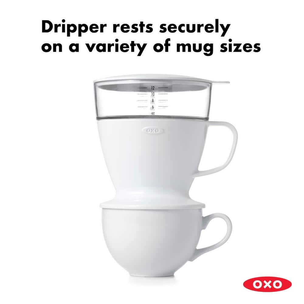 White 12 oz Single Serve Pour-Over Coffee Maker
