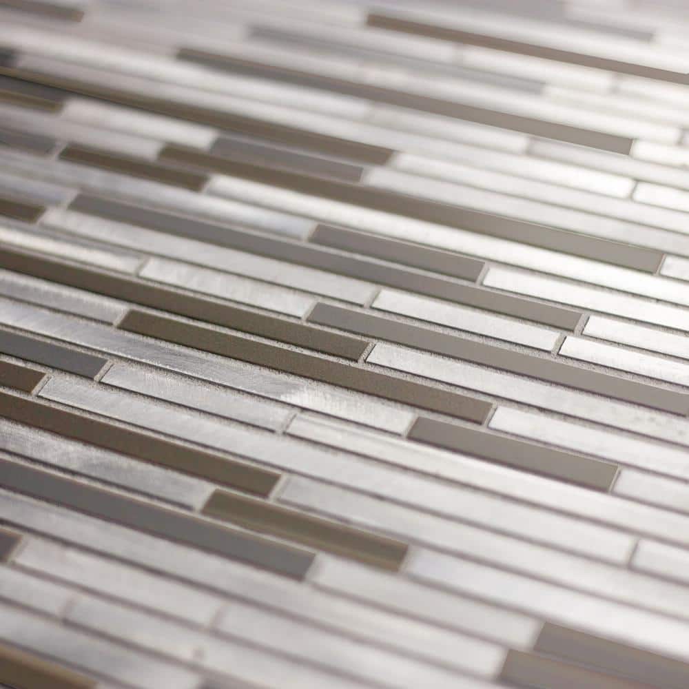 Gray Brushed Aluminum 12x16 Metal Mosaic Tile