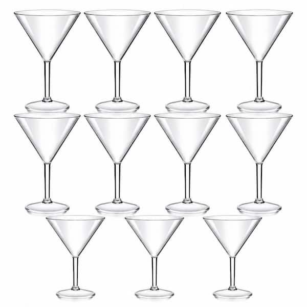 12-Pack Reusable Clear Plastic Martini Cocktail Glasses 10 oz. Crystal Stem Cups for Bar Wedding Party MFYARVHW