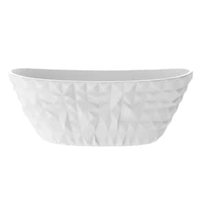 Knightsbrook 64 in. x 33 in. Solid Surface Stone Resin Soaking Bathtub with Center Drain in Matte White