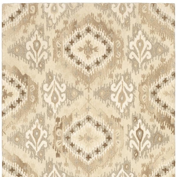 10 X 13 Beige, Ivory Abstract Washable Area Rug Runner Rug