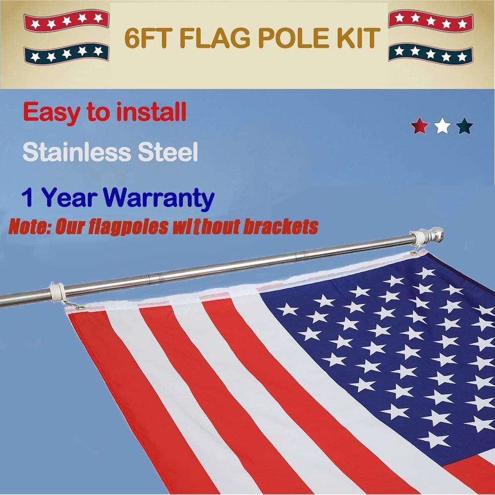 6 ft Black Corrosion-Resistant Steel Garden Flagpole
