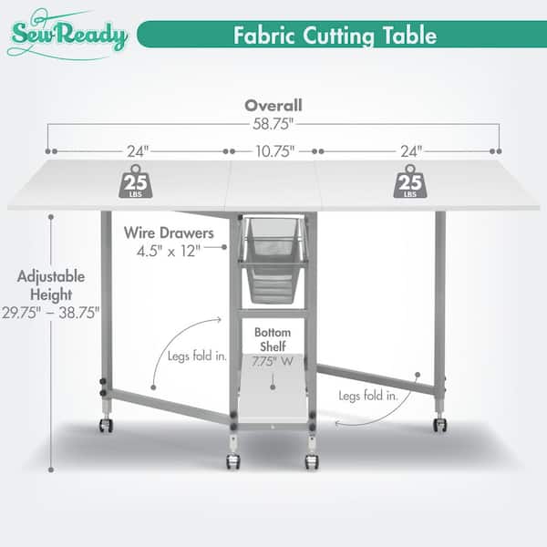 Sew Ready Sewing 60 in. W x 36 in. D MDF Folding Fabric Cutting