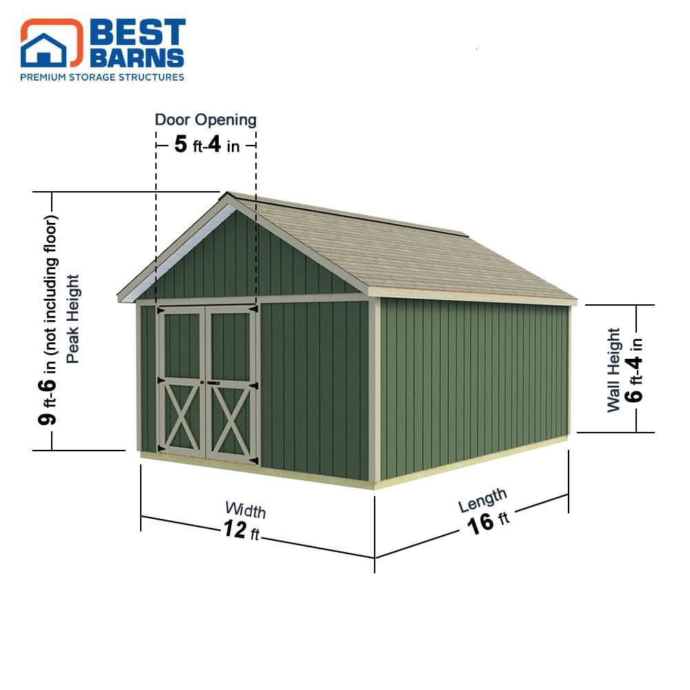 Brandon 12' x 16' Gray Wood Storage Shed Kit with Windows