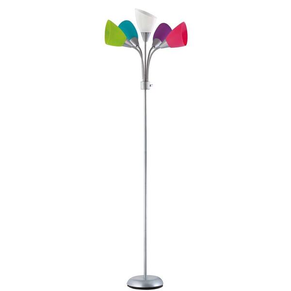 Unbranded Design Trends 40-Watt 67.5 in. Contemporary Silver Grey Adjustable Floor Lamp
