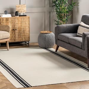 Clarissa Ivory 8 ft. x 10 ft. Striped Cotton Area Rug