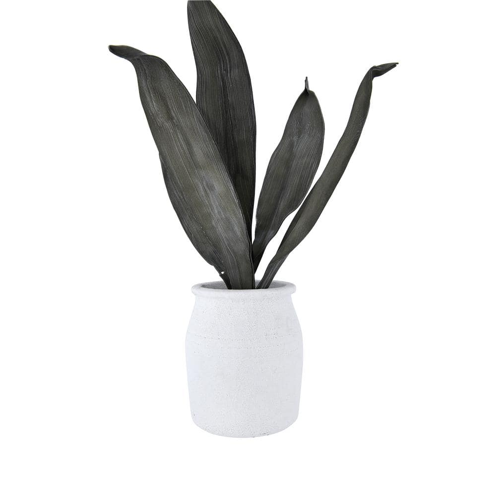 White Distressed Terracotta Crock with Volcano Glaze, 7"