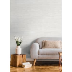 Alton White Faux Grasscloth Textured Non-Pasted Non-Woven Wallpaper Sample