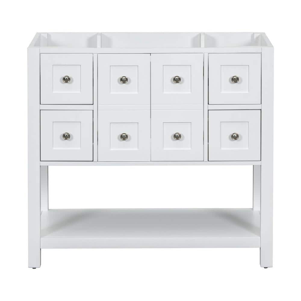 36 in. W x 18 in. D x 33 in. H Bath Vanity Cabinet without Top in White wit