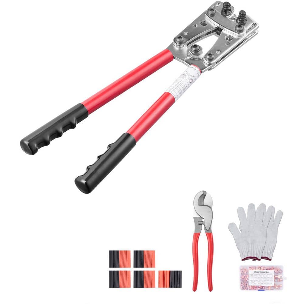 Battery Cable Lug Crimping Tool, 6 Wire Sizes Crimping Die, 10-1/0AWG with Cable Cutter and 48PCS Copper Ring Terminals price history on PriceWatchPro