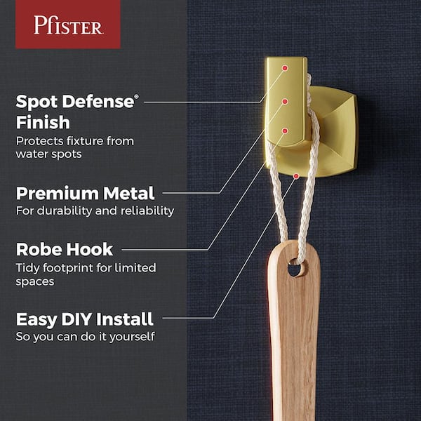 Vaneri J-Hook Robe/Towel Hook in Brushed Gold