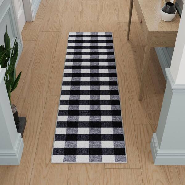 Ottomanson Ottohome Collection Non-Slip Rubberback Checkered